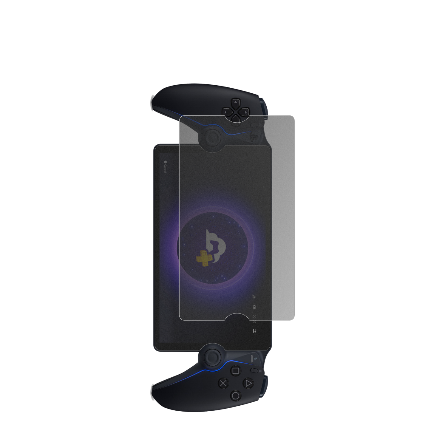 PlaystationPortal Remote 8 Zoll mit aufgebrachtem dipos Displayschutz, der seitliche Einblicke blockiert