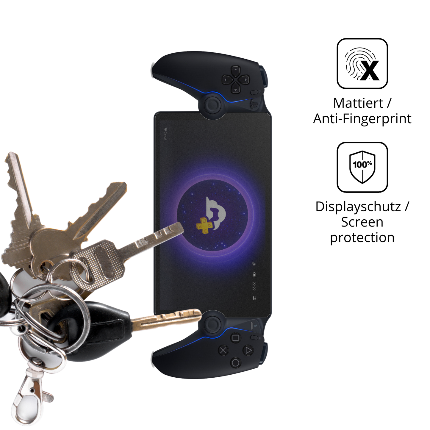 dipos Displayschutz für Playstation Portal Remote 8 Zoll, mattierte Oberfläche, Blickschutzfilter und perfekter Passform