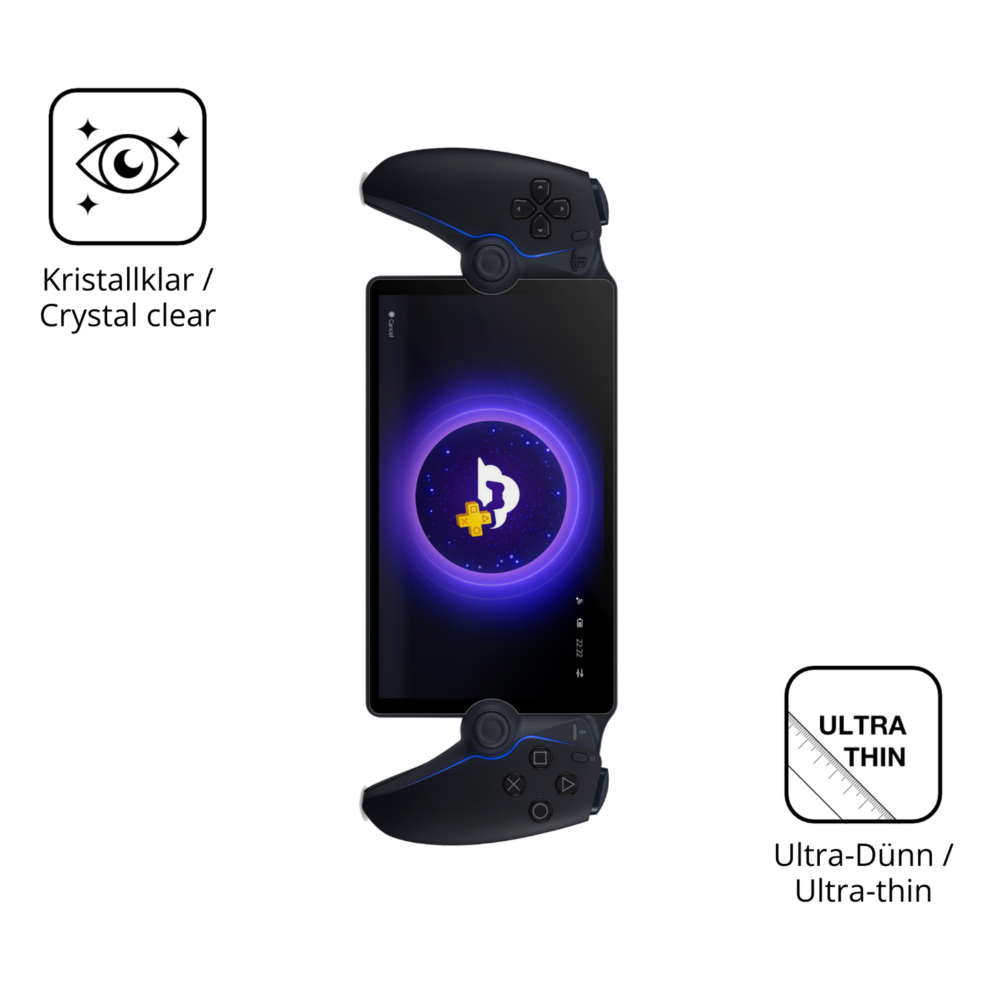 Dünne und klare Folie passend zugeschnitten für Playstation Portal Remote 8 Zoll