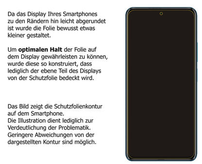 dipos Displayschutz für Poco F3, transparente Oberfläche, perfekte Passform auch für die Rundungen