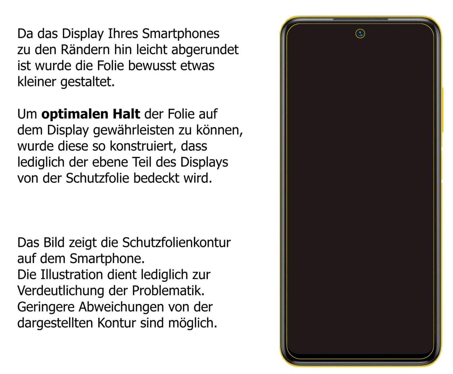 dipos Displayschutz für Poco M3 Pro 5G, transparente Oberfläche, perfekte Passform auch für die Rundungen