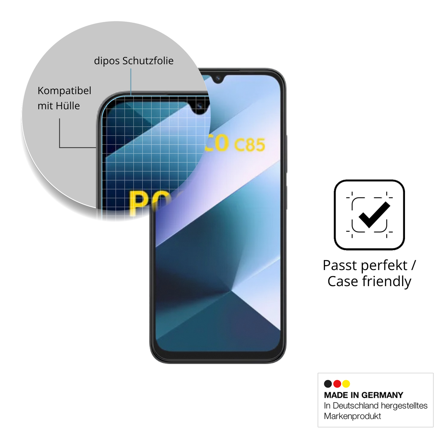 4x Schutzfolie matt für Poco C85 Display-Schutzfolie