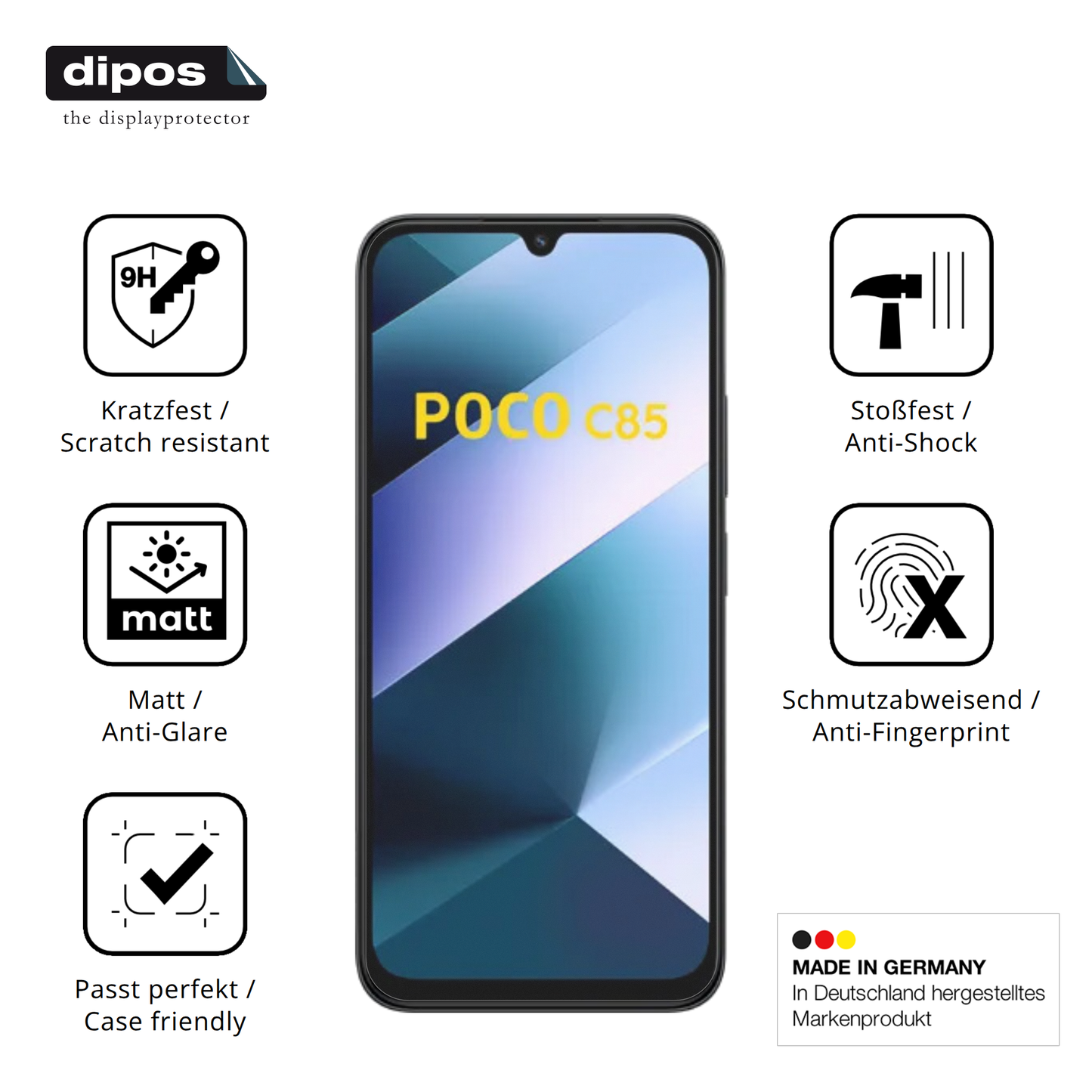 2x 9H Schutzfolie matt für Poco C85 Panzerfolie