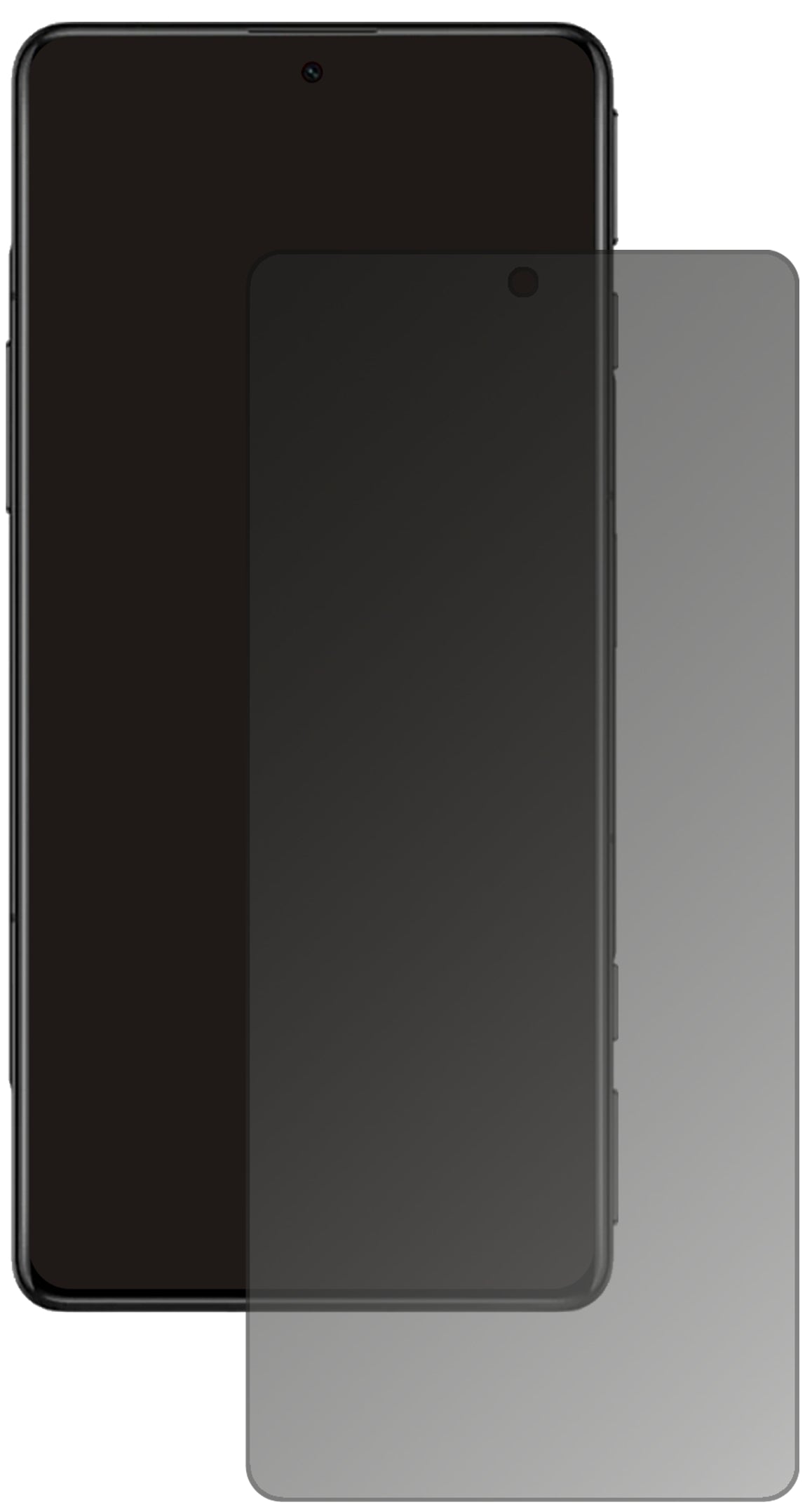 PocoF3 GT mit aufgebrachtem dipos Displayschutz, der seitliche Einblicke blockiert