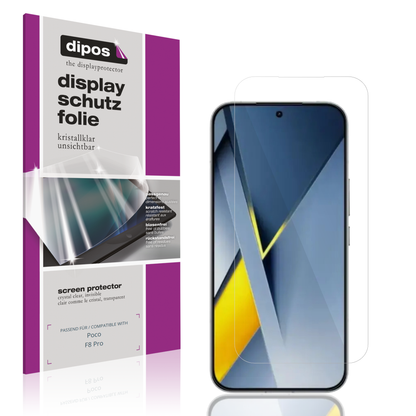 Klare Displayschutzfolie von dipos passend für Poco F8 Pro, präziser Zuschnitt und blasenfrei montiert