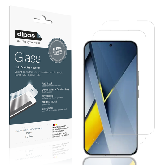 Klare Displayschutzfolie von dipos passend für Poco F8 Pro, 9H kratzfest und blasenfrei montiert