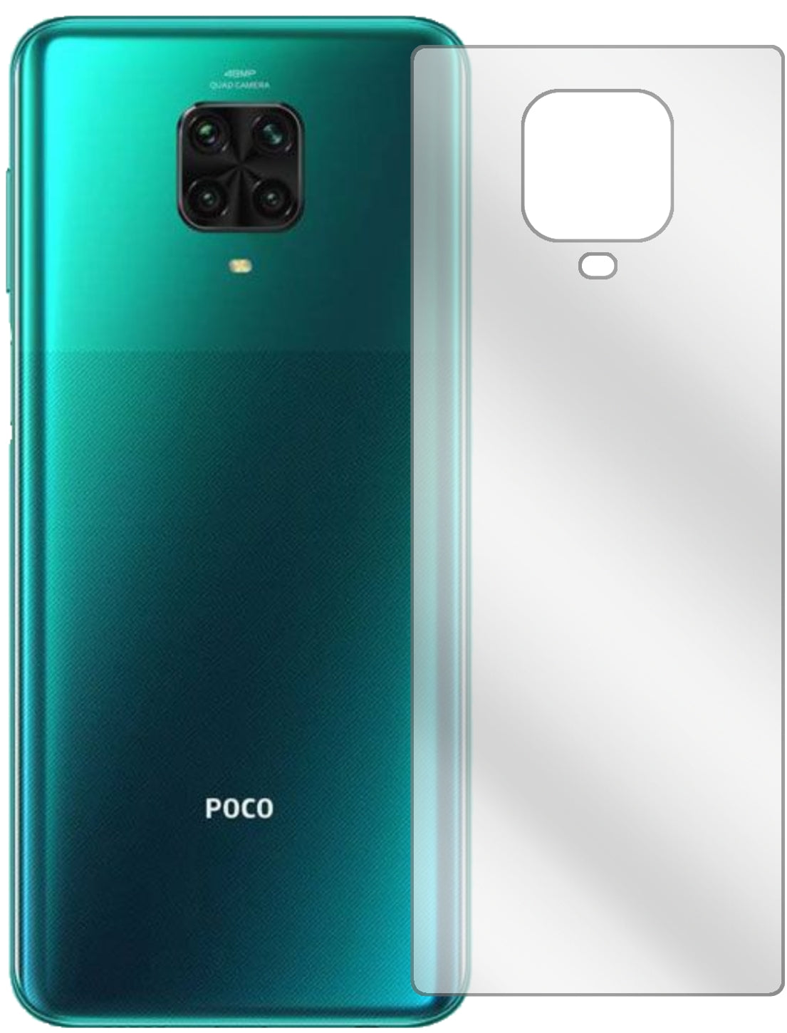 1x Schutzfolie klar für Poco M2 Pro Rückseite Display-Schutzfolie