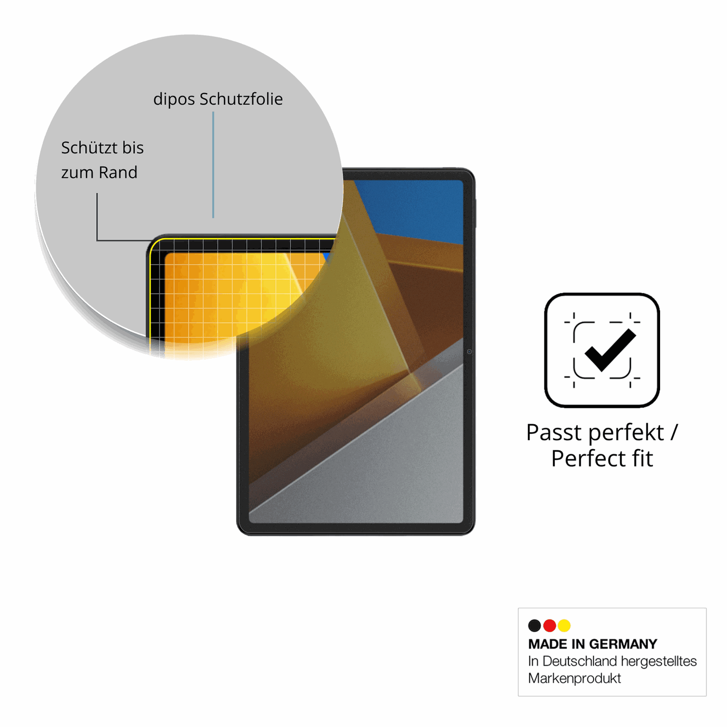Schutz gegen Kratzer auf dem Poco Pad X1 Glas durch Schlüssel oder Ähnliches