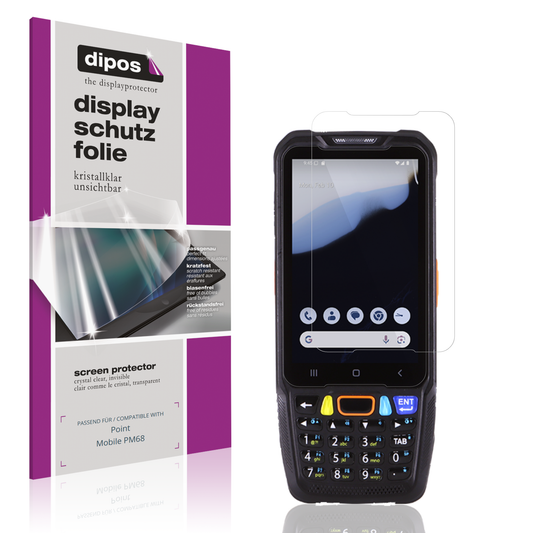 Klare Displayschutzfolie von dipos passend für pointmobile pm68, präziser Zuschnitt und blasenfrei montiert