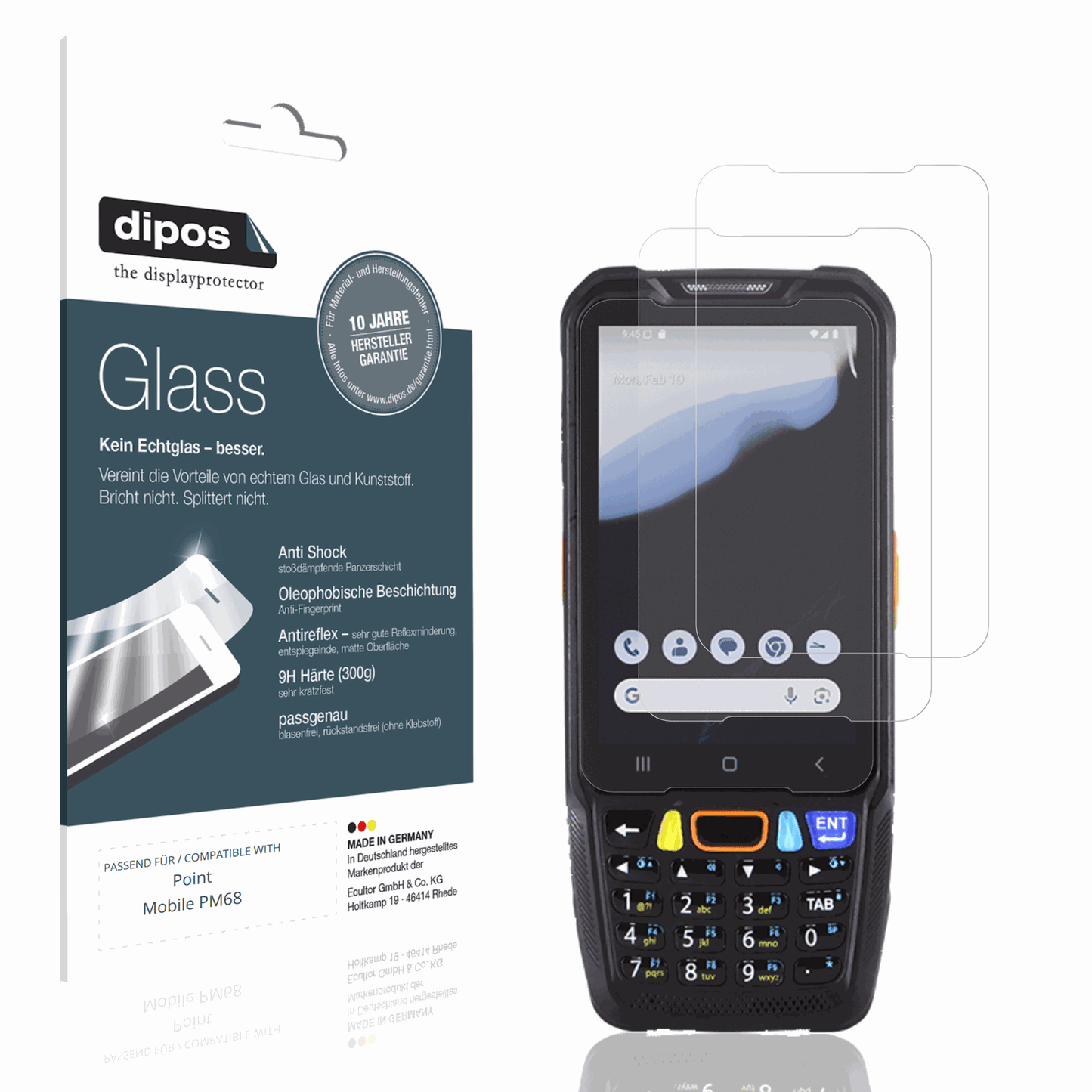Matte Displayschutzfolie von dipos passend für pointmobile pm68, 9H kratzfest und blasenfrei montiert