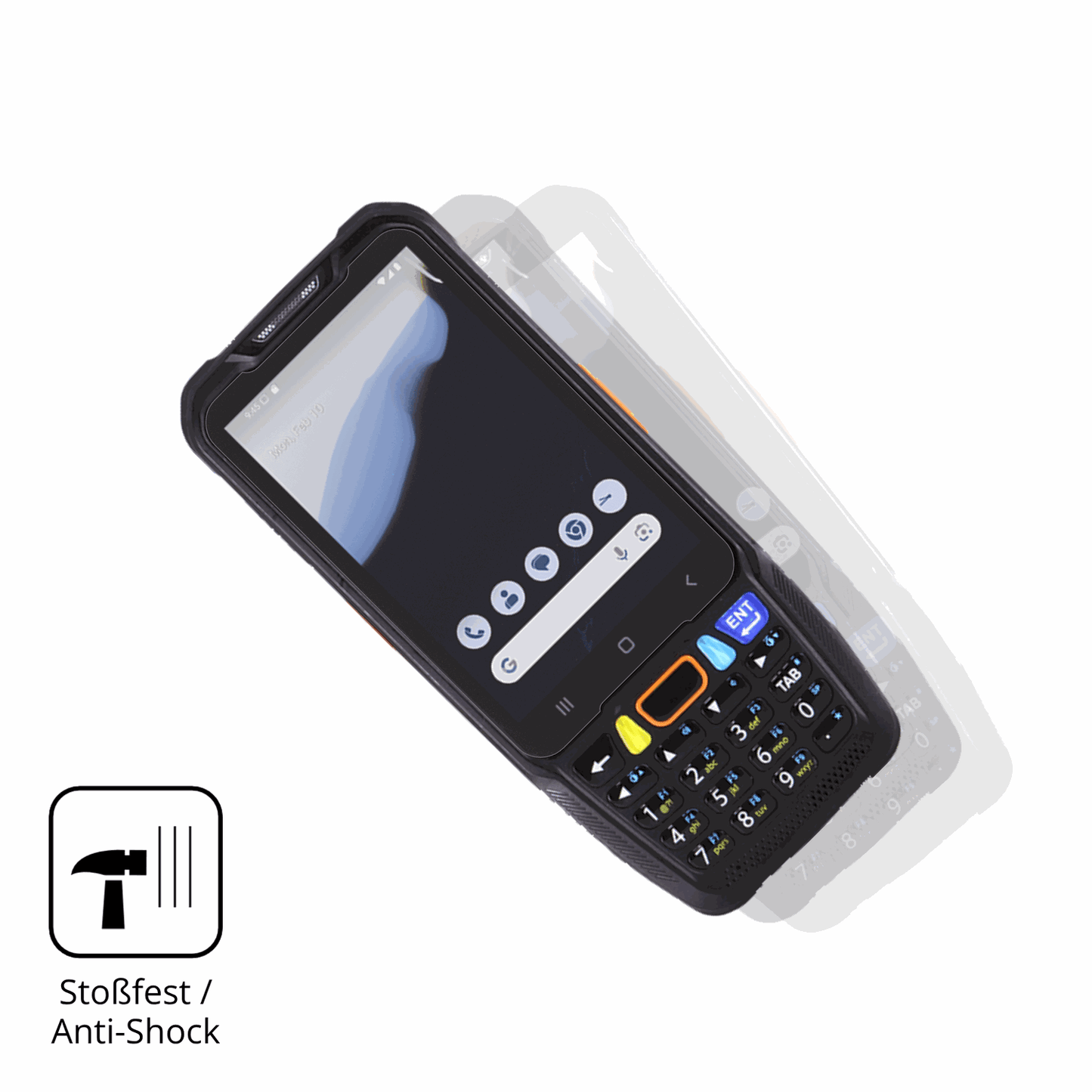 Schutz gegen Kratzer auf dem pointmobile pm68 Glas durch Schlüssel, Stöße gegen die Tischkante oder Stürze