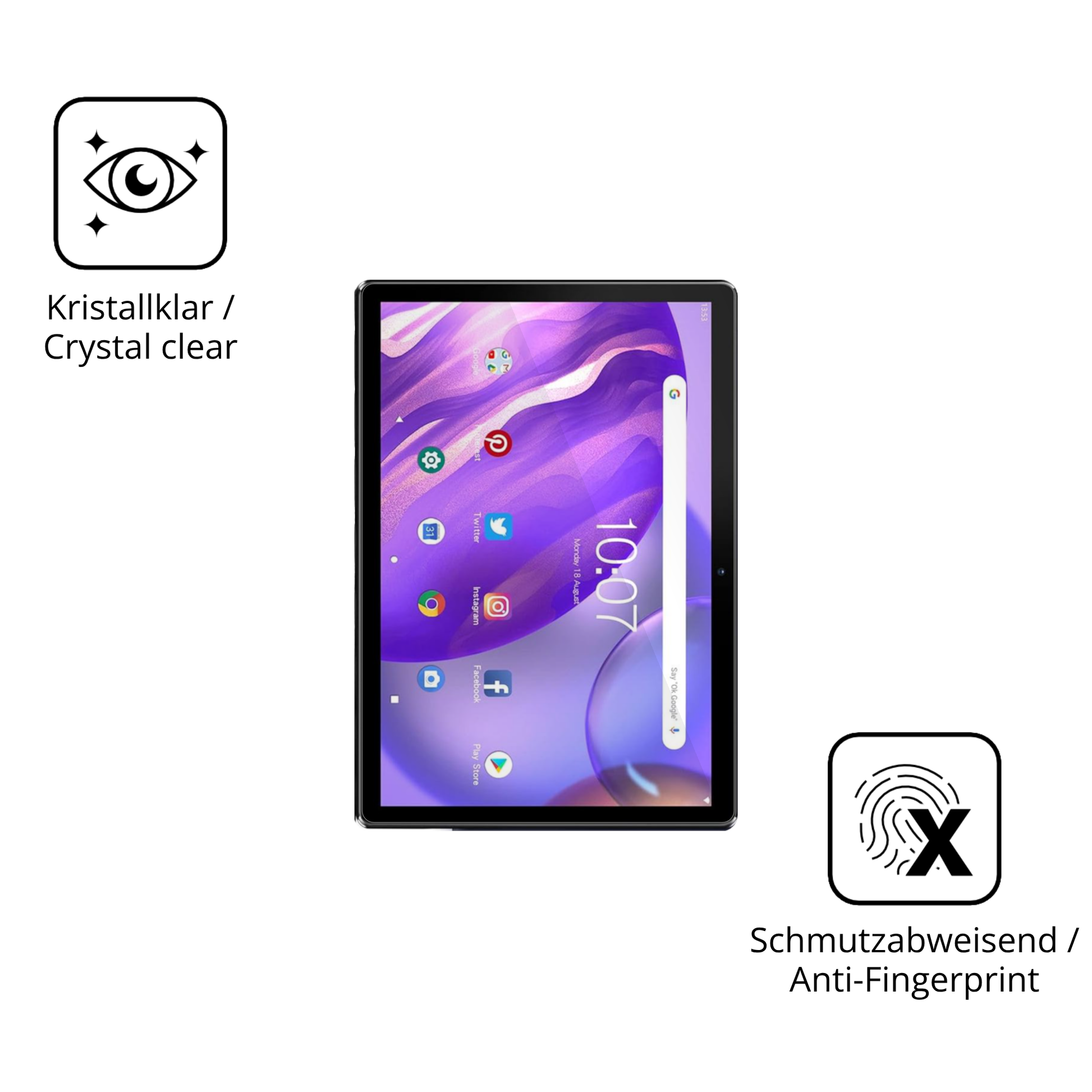 Flexible TPU-Folie passend zugeschnitten für pritomm10 tab 10 plus, vollständige Abdeckung