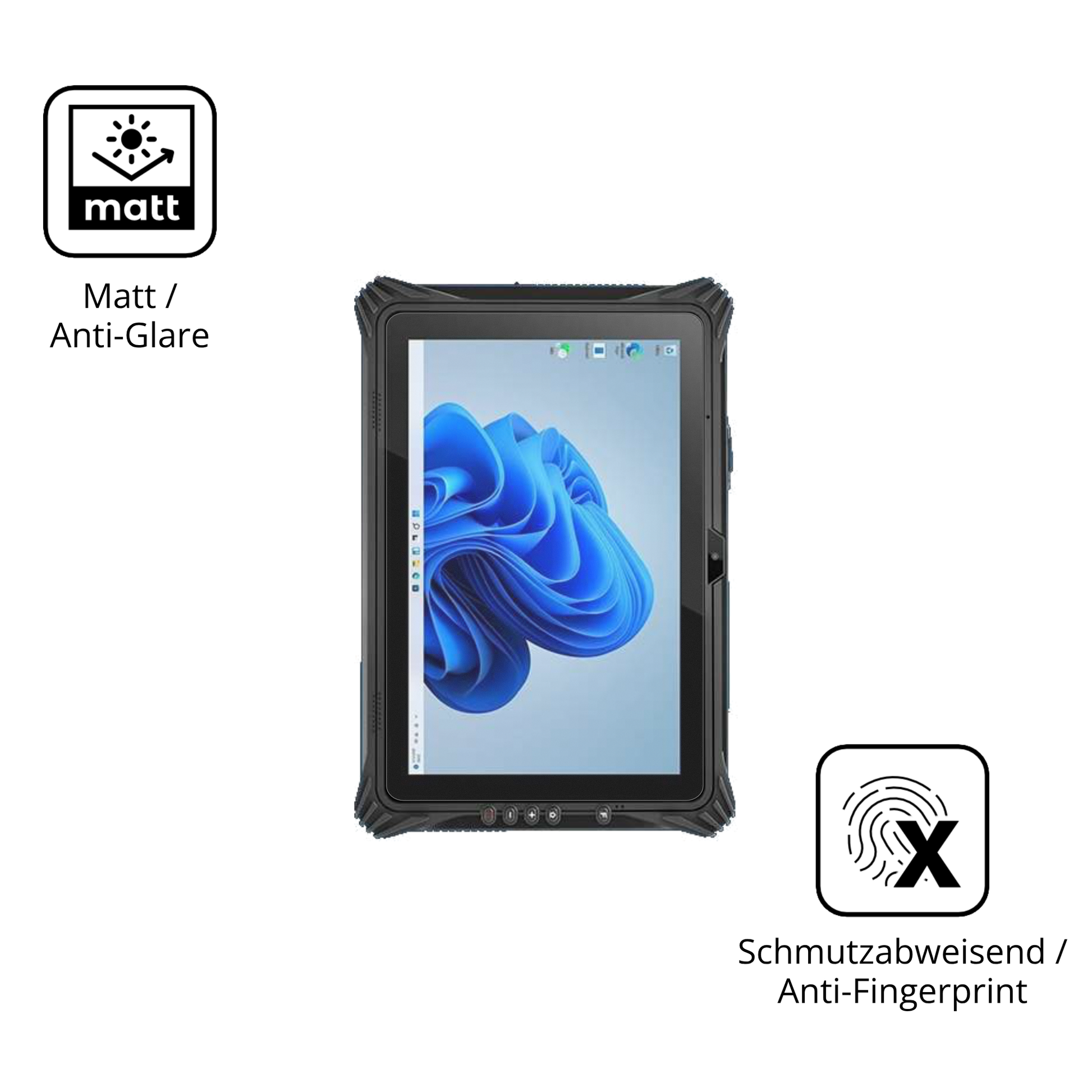 Dünne und entspiegelnde Folie passend zugeschnitten für pulijazrugged tablet