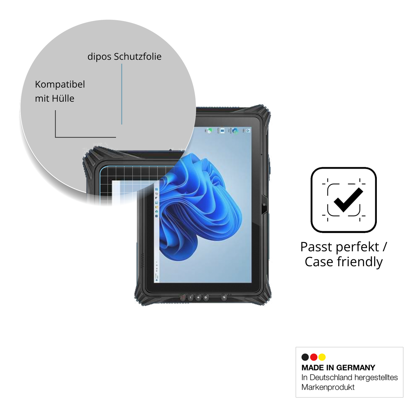 Schutzfolie mit optimaler Passform, zur Verwendung mit Hüllen geeignet