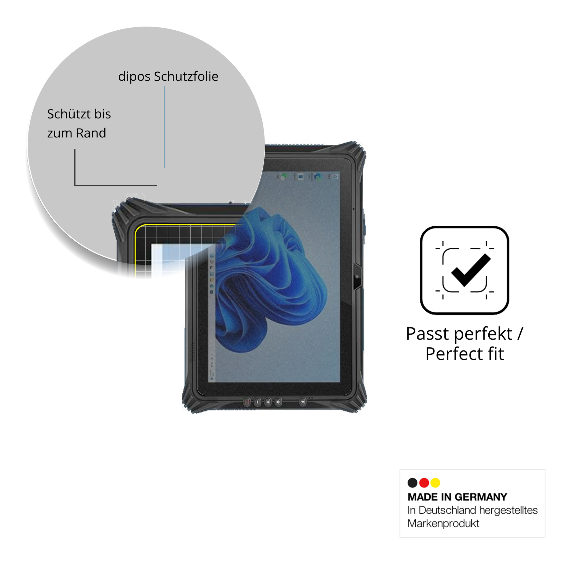 Schutz gegen Kratzer auf dem pulijazrugged tablet Glas durch Schlüssel oder Ähnliches