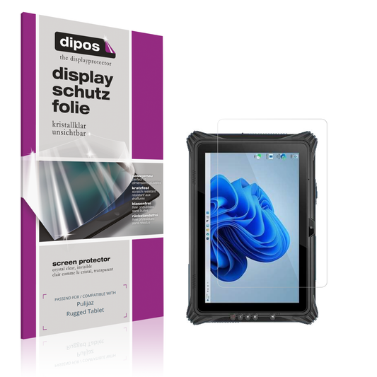 Klare Displayschutzfolie von dipos passend für pulijazrugged tablet, präziser Zuschnitt und blasenfrei montiert