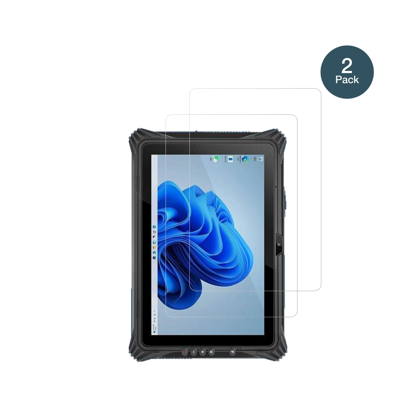 pulijazrugged tablet mit aufgebrachter dipos Flex Schutzfolie, glasklare Darstellung ohne Einschränkungen