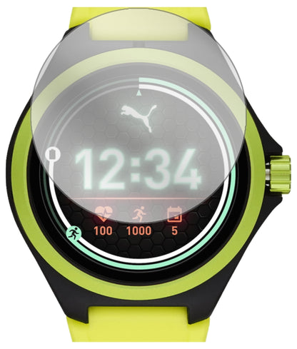 PumaGen 4 Heart Rate Smartwatch mit aufgebrachter dipos Displayschutzfolie, glasklare Darstellung ohne Einschränkungen