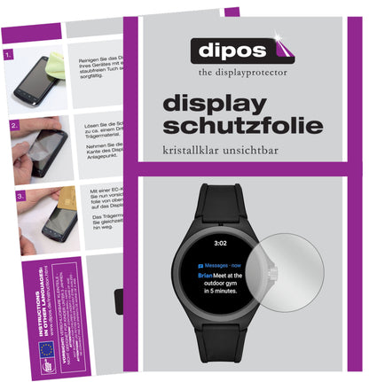 Klare Displayschutzfolie von dipos passend für Puma PT9100 Smartwatch, präziser Zuschnitt und blasenfrei montiert