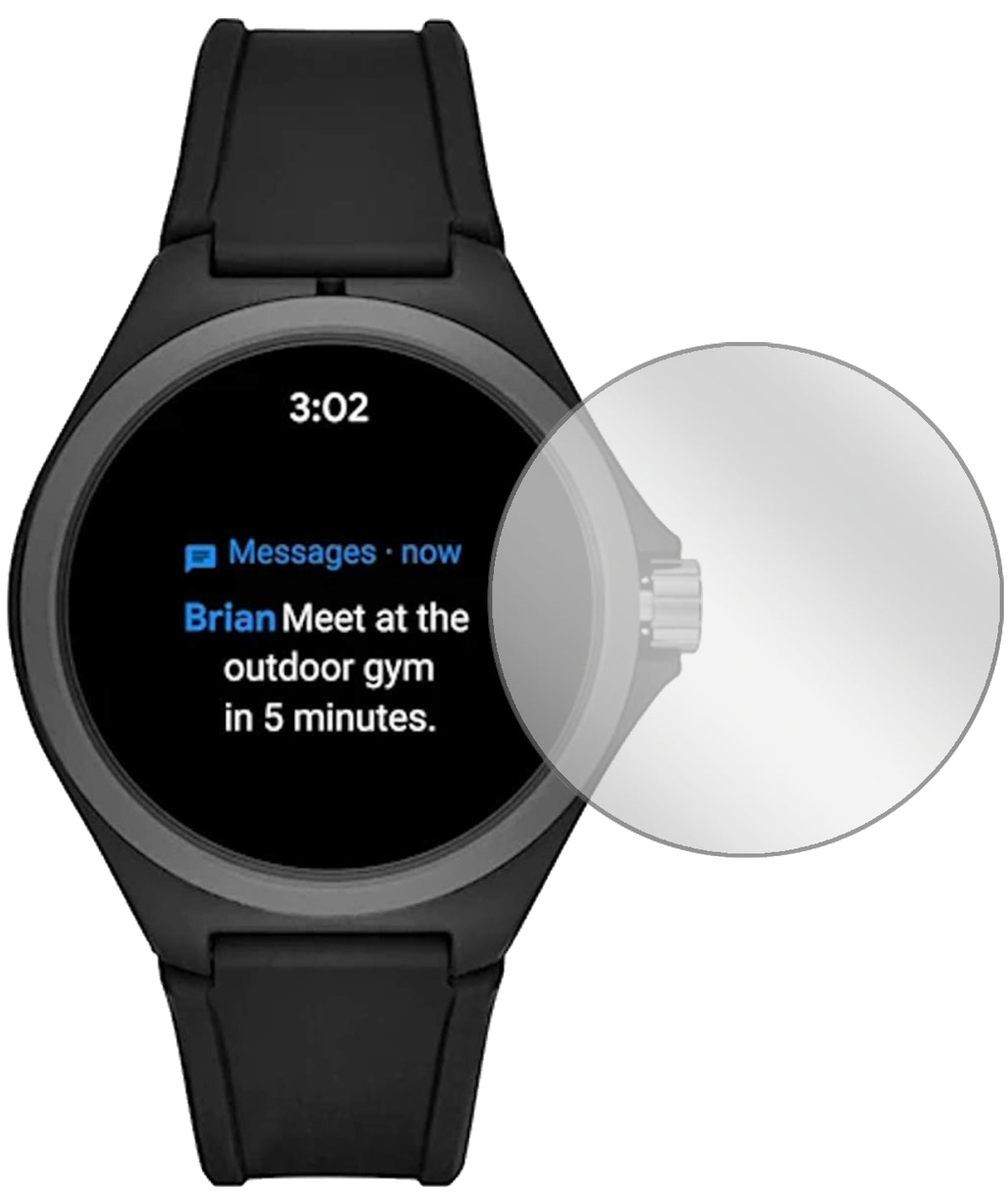 PumaPT9100 Smartwatch mit aufgebrachter dipos Displayschutzfolie, glasklare Darstellung ohne Einschränkungen