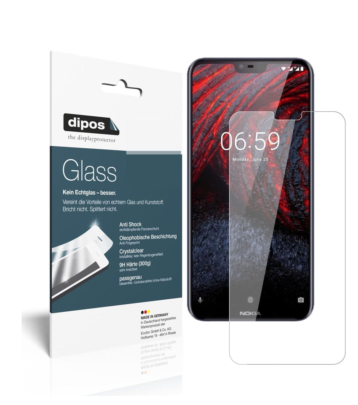 1x 9H Schutzfolie für Nokia 6.1 Plus Panzerfolie