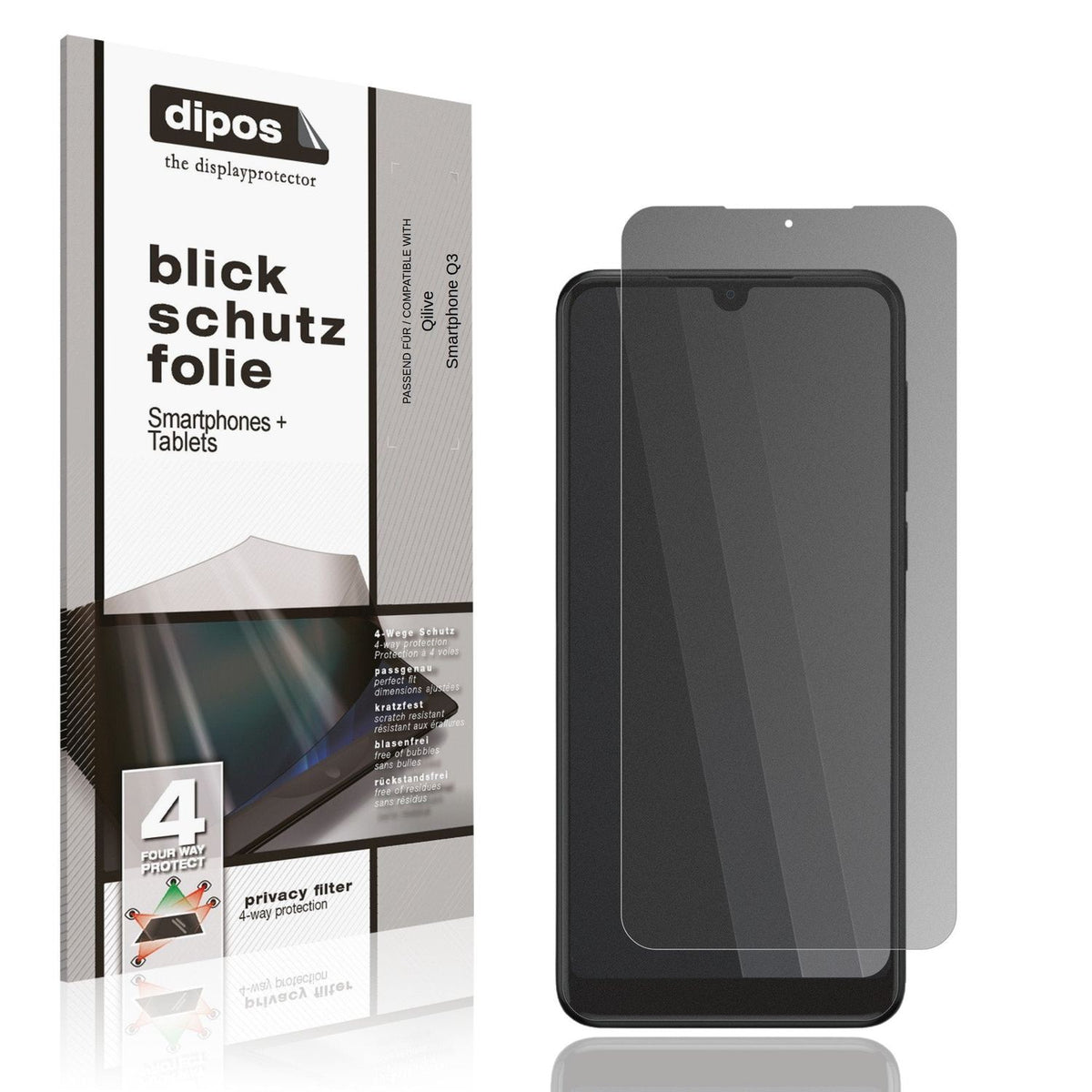 Blickschutzfolie für Qilive Smartphone Q3 matt Schutzfolie Privacy