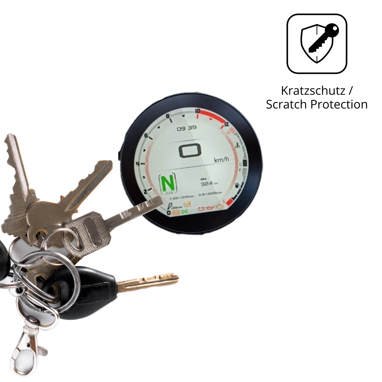 Schutz gegen Kratzer auf dem QJ Motor SRV 600 Glas durch Schlüssel oder Ähnliches