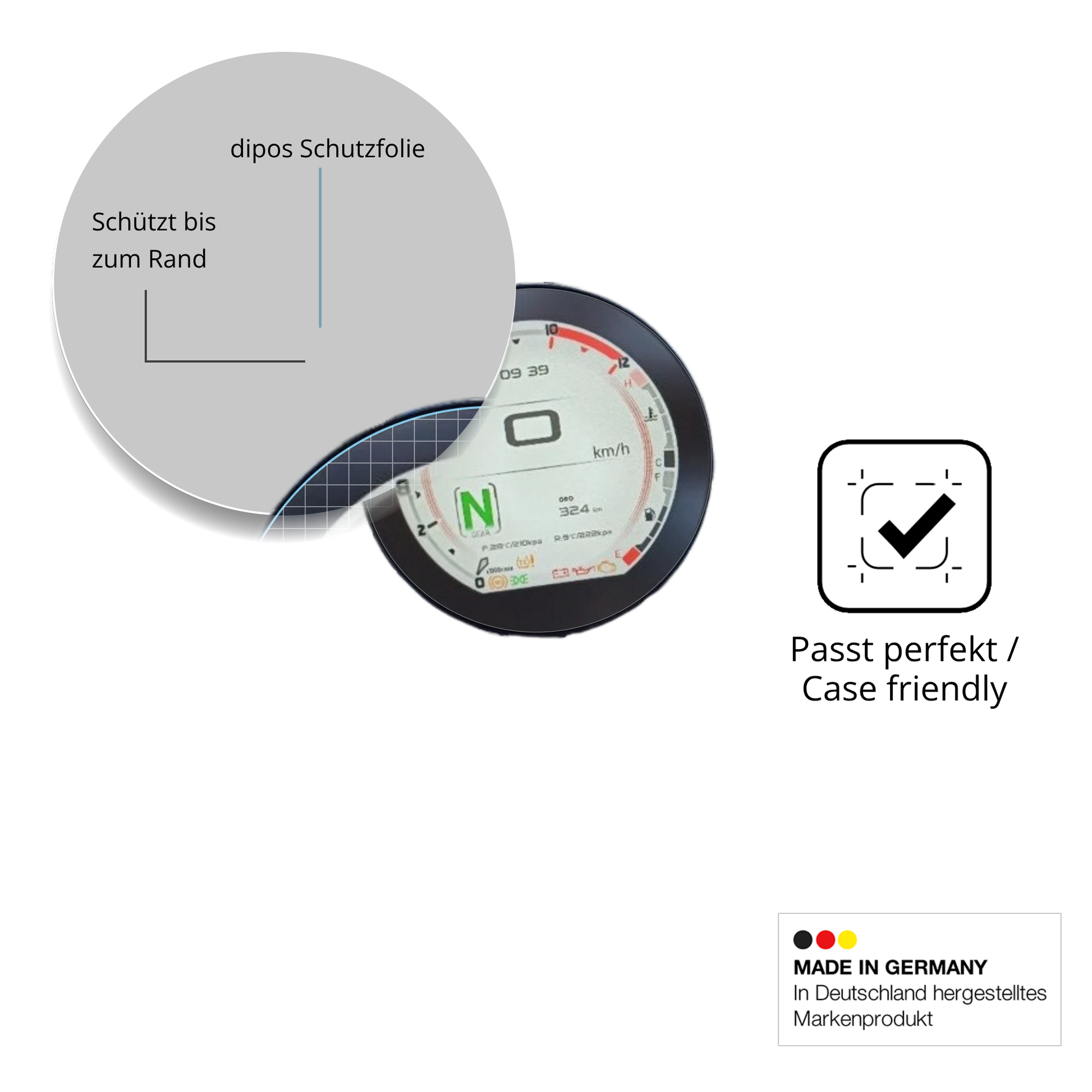 Schutzglasfolie mit optimaler Passform, zur Verwendung mit Hüllen geeignet