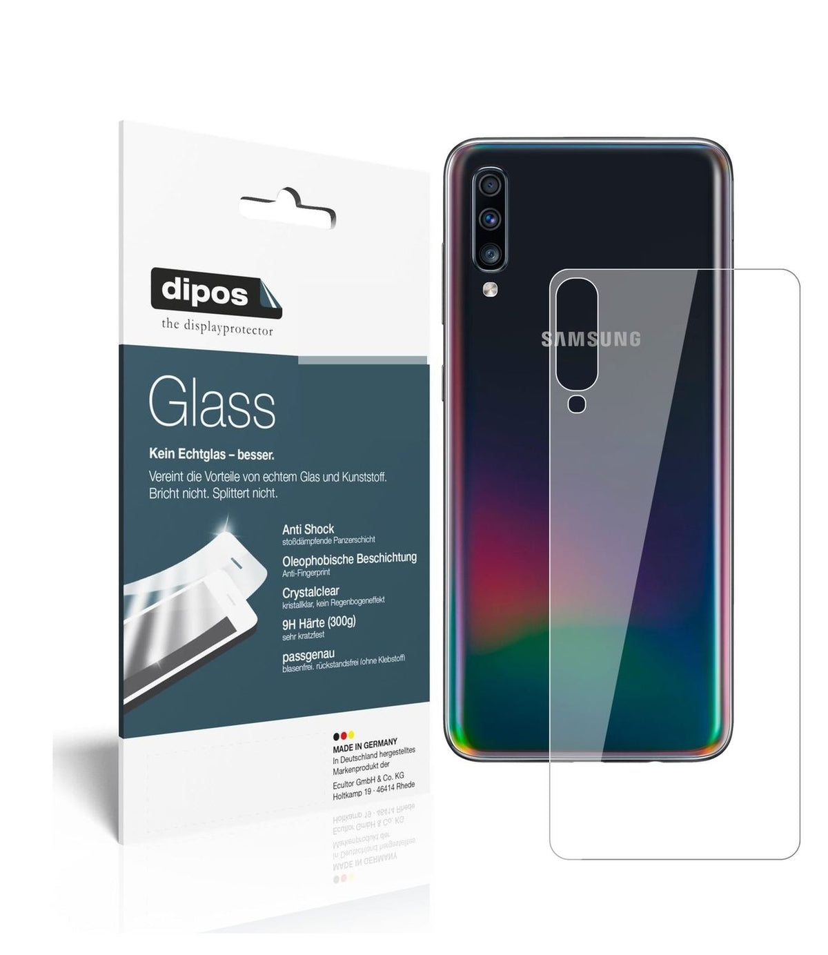 1x 9H Schutzfolie für Samsung Galaxy A70s Rückseite Panzerfolie