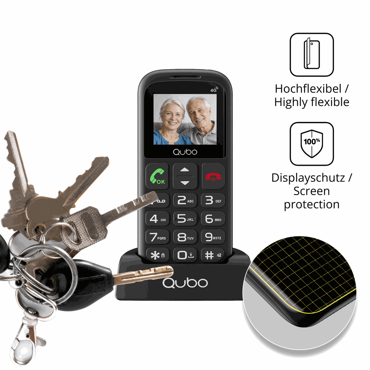 dipos Displayschutz für Qubo P186, transparente Oberfläche, geringe Dicke und perfekte Passform