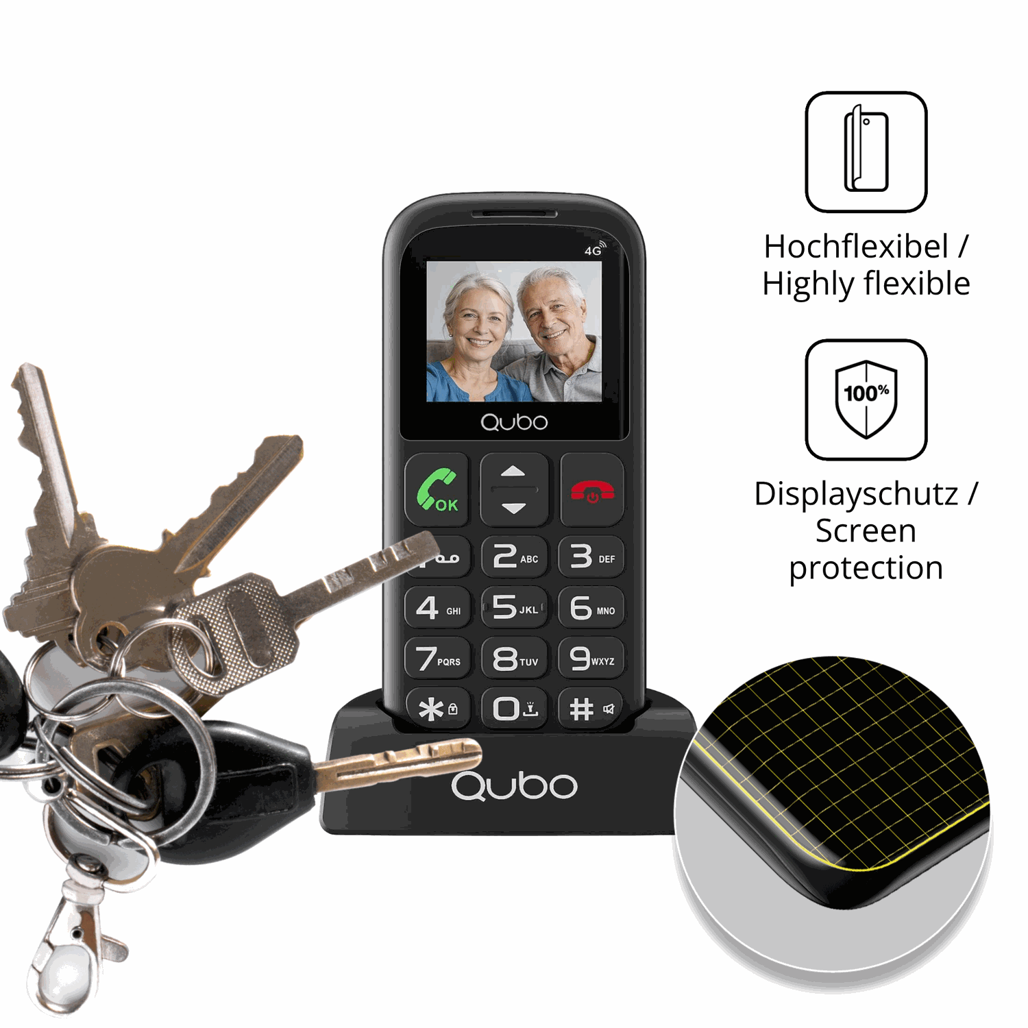 dipos Displayschutz für Qubo P186, transparente Oberfläche, geringe Dicke und perfekte Passform