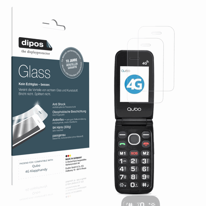 Matte Displayschutzfolie von dipos passend für Qubo 4G Klapphandy, 9H kratzfest und blasenfrei montiert
