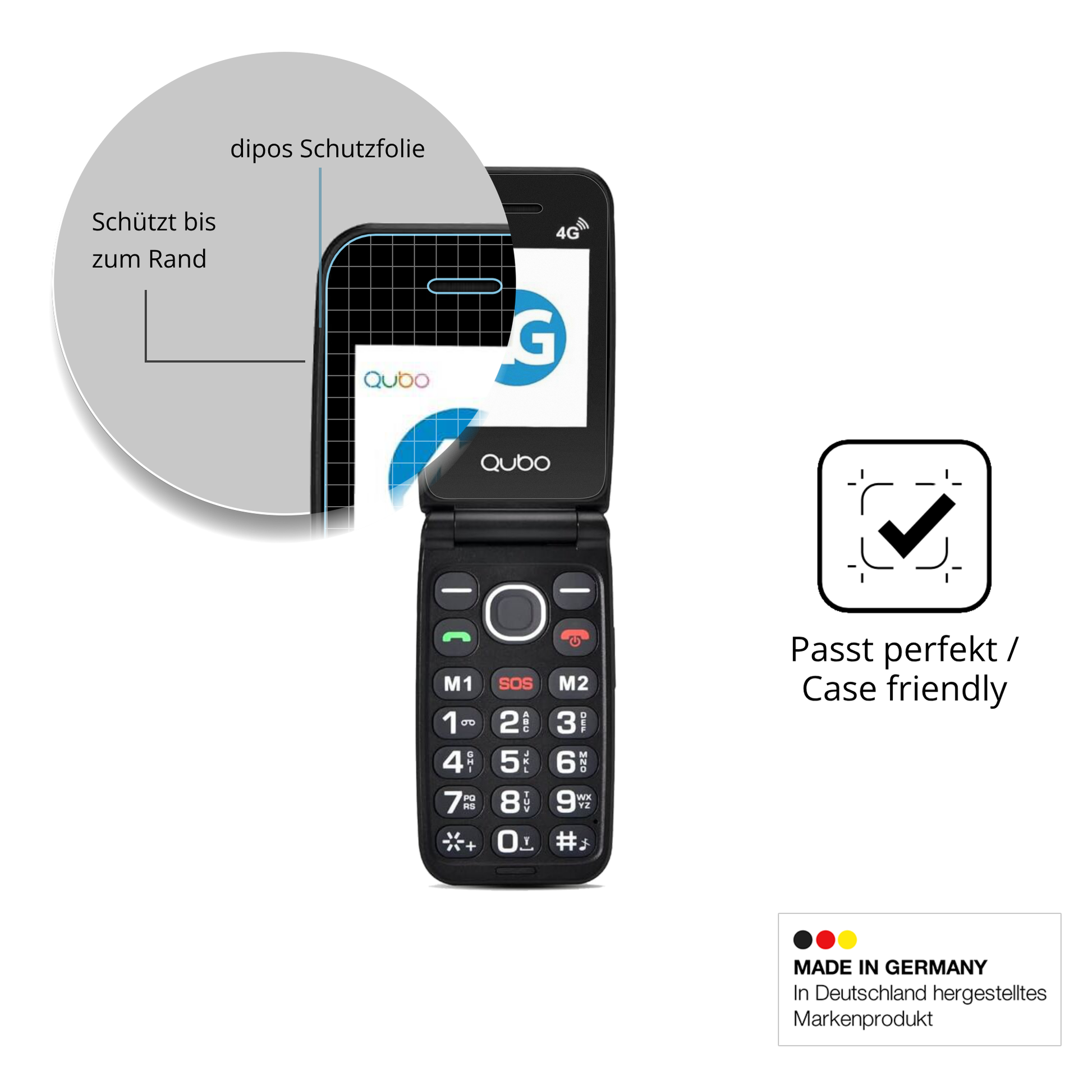Schutzglasfolie mit optimaler Passform, zur Verwendung mit Hüllen geeignet