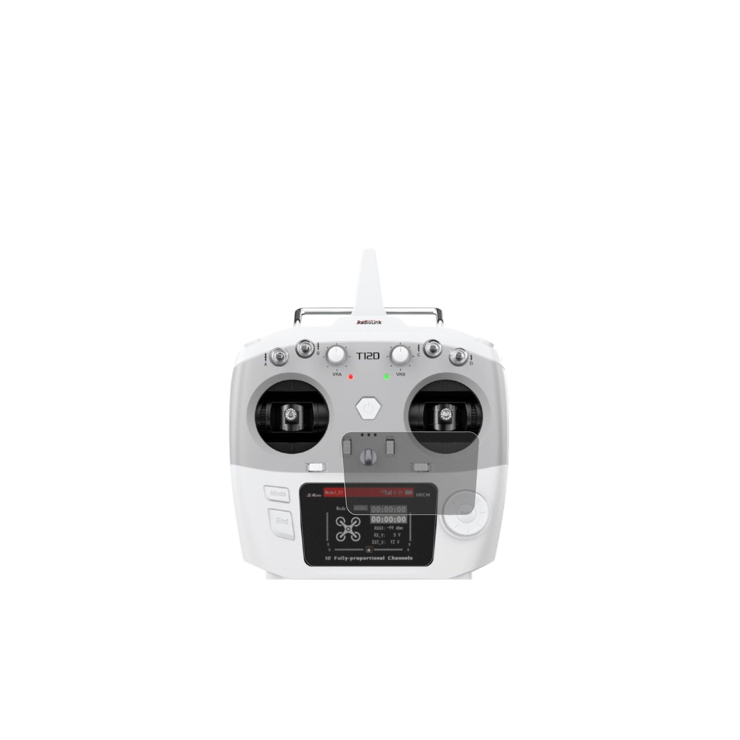 RadiolinkT12D mit aufgebrachtem dipos Displayschutz, der seitliche Einblicke blockiert