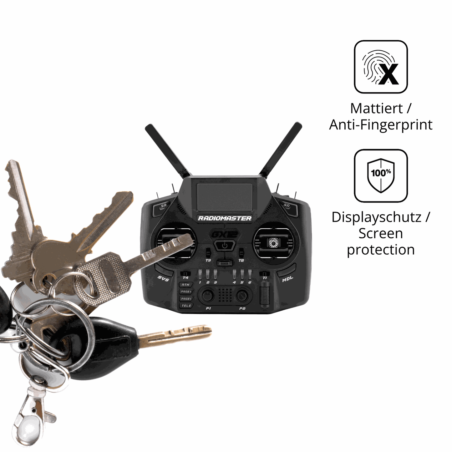 dipos Displayschutz für radiomastergx12, mattierte Oberfläche, Blickschutzfilter und perfekter Passform