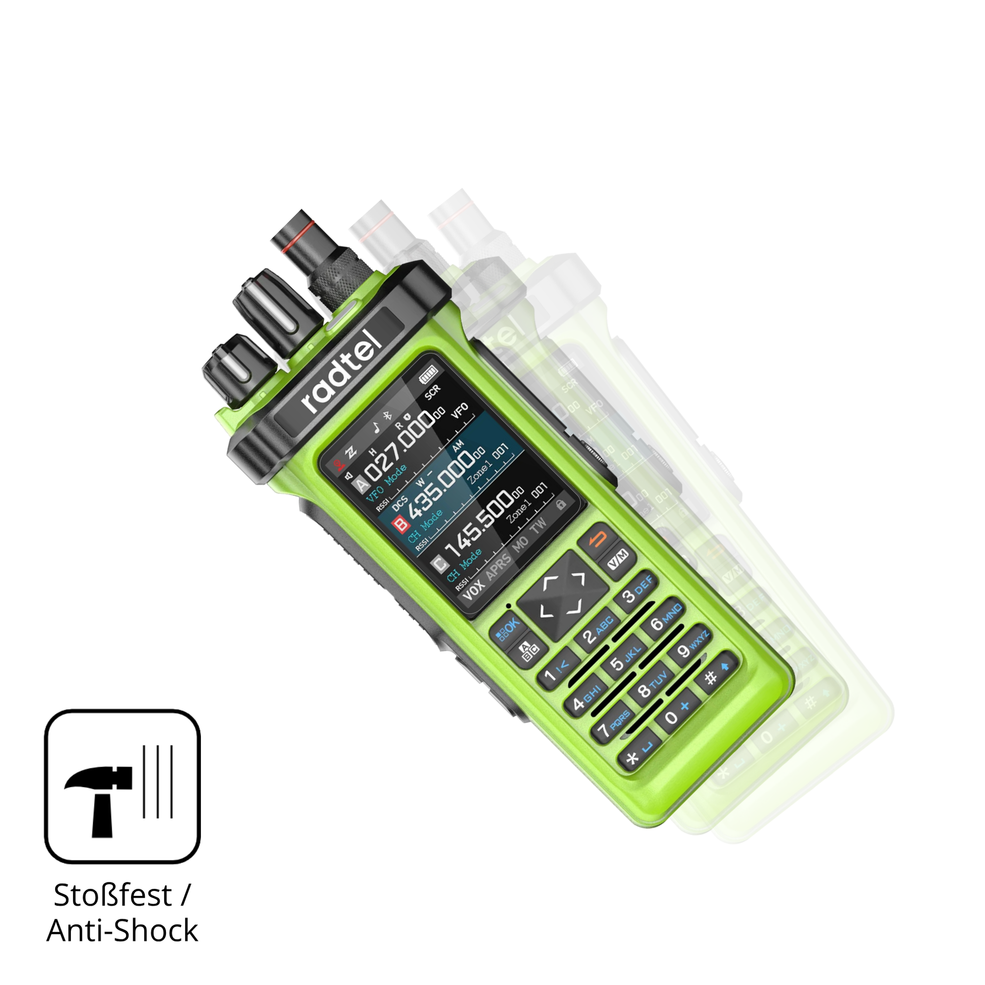 Schutz gegen Kratzer auf dem radtelrt-950 pro Glas durch Schlüssel, Stöße gegen die Tischkante oder Stürze