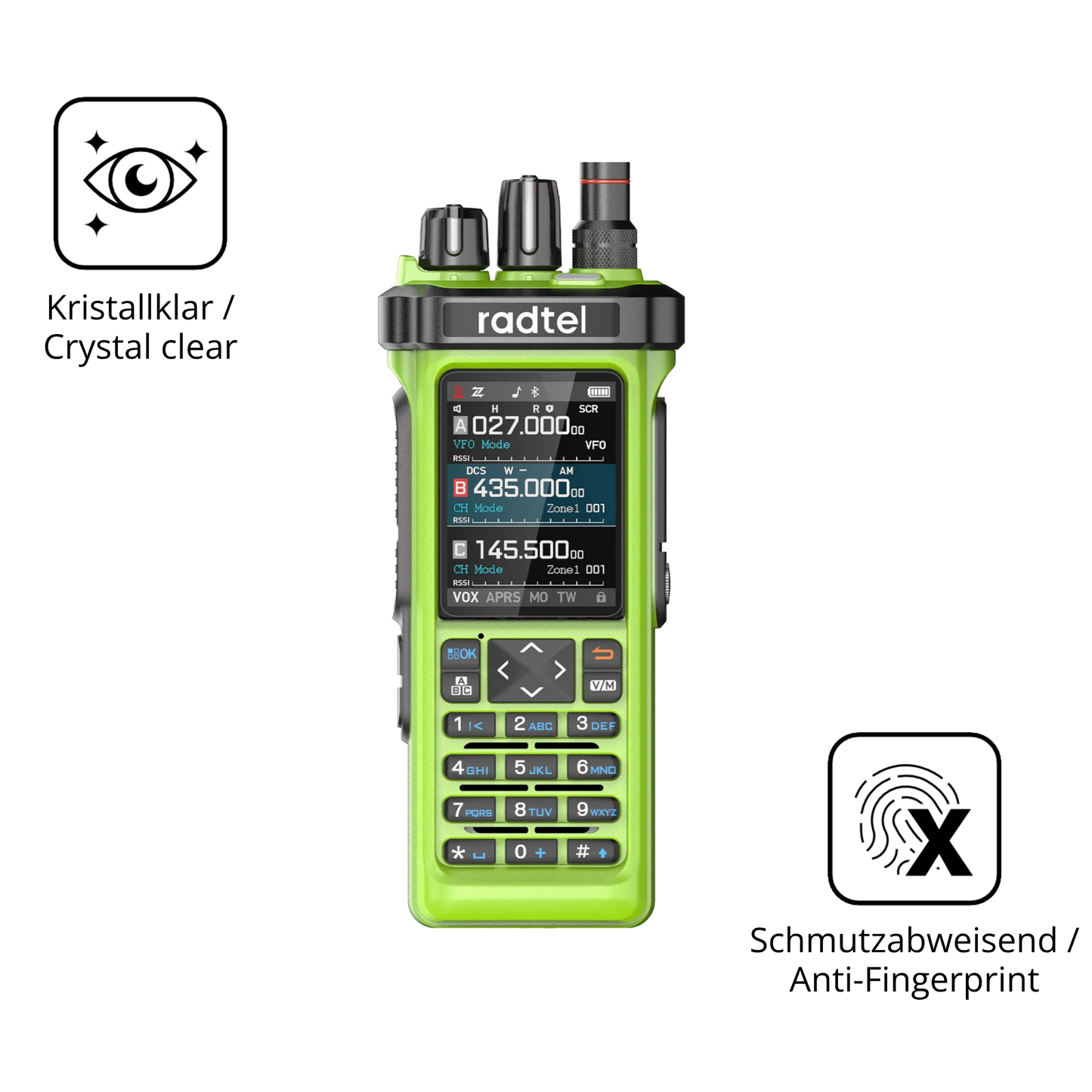 Flexible TPU-Folie passend zugeschnitten für radtelrt-950 pro, vollständige Abdeckung