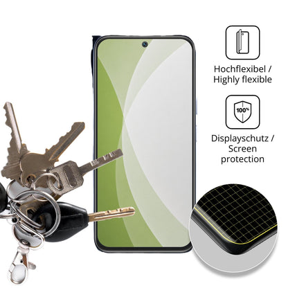 dipos Displayschutz für Realme 15x, transparente Oberfläche, perfekte Passform auch für die Rundungen