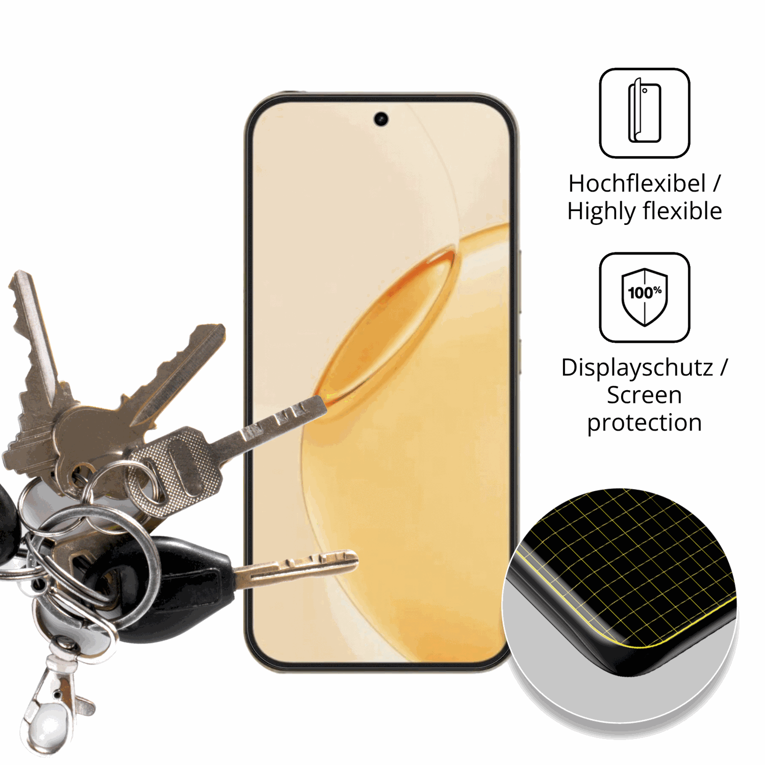 dipos Displayschutz für Realme 16 Pro Plus 5G, transparente Oberfläche, perfekte Passform auch für die Rundungen