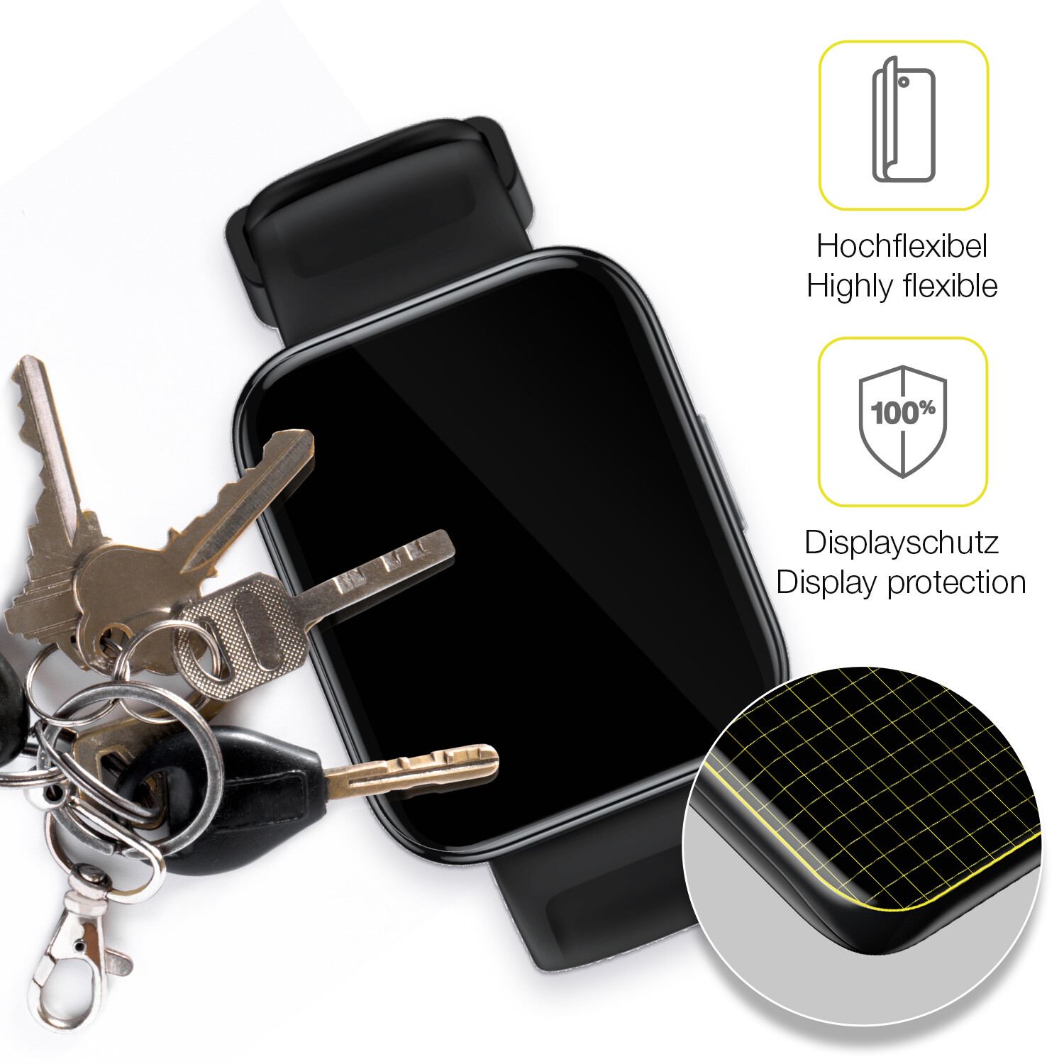 dipos Displayschutz für Realme Watch 3, transparente Oberfläche, geringe Dicke und perfekte Passform