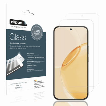 Matte Displayschutzfolie von dipos passend für Realme 16 Pro 5G, 9H kratzfest und blasenfrei montiert