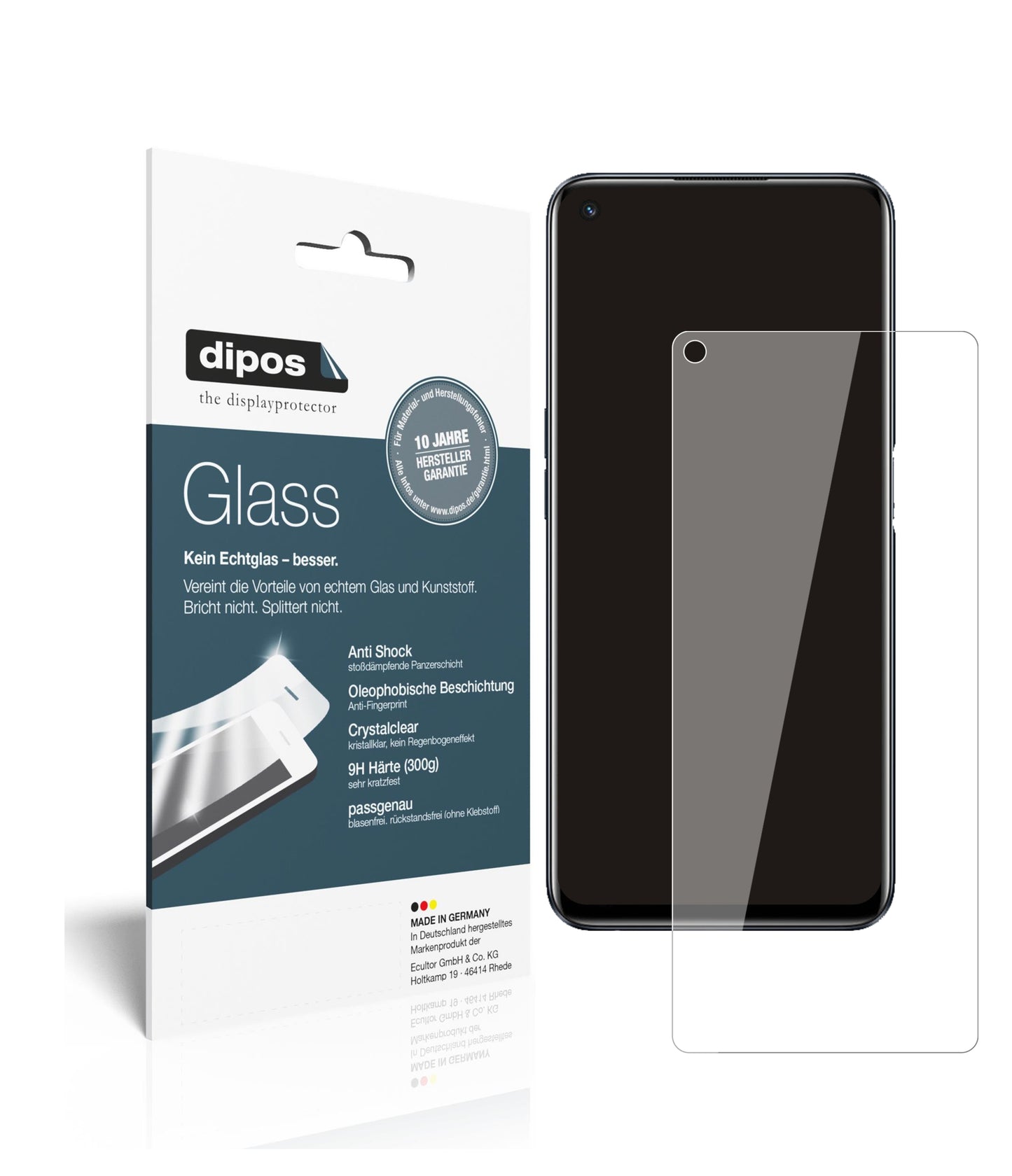 Klare Displayschutzfolie von dipos passend für Realme 9i, 9H kratzfest und blasenfrei montiert