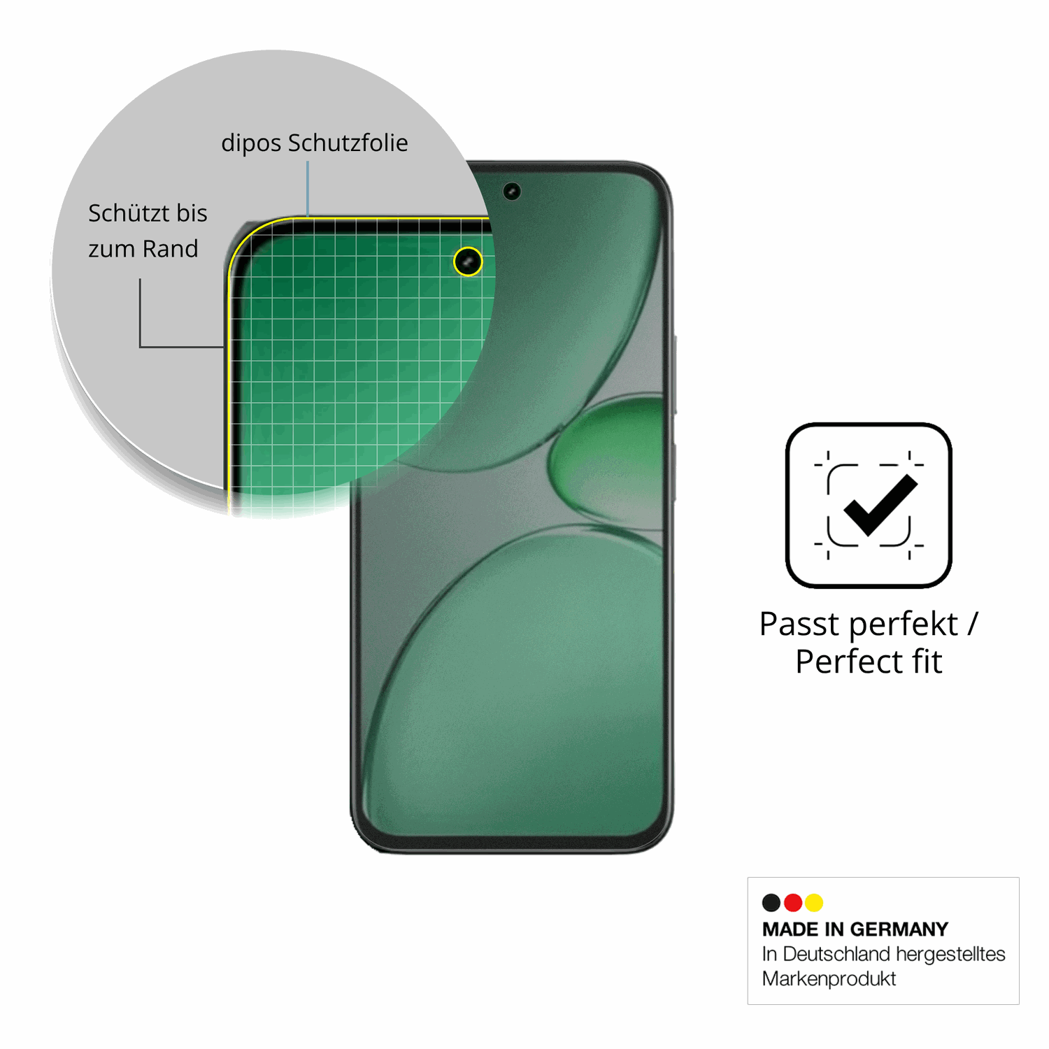 Schutz gegen Kratzer auf dem realmec85 pro Glas durch Schlüssel, Stöße gegen die Tischkante oder Stürze