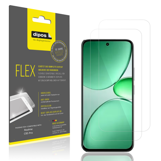 Klare Displayschutzfolie von dipos passend für realmec85 pro, 100% Displayabdeckung und blasenfreie Montage