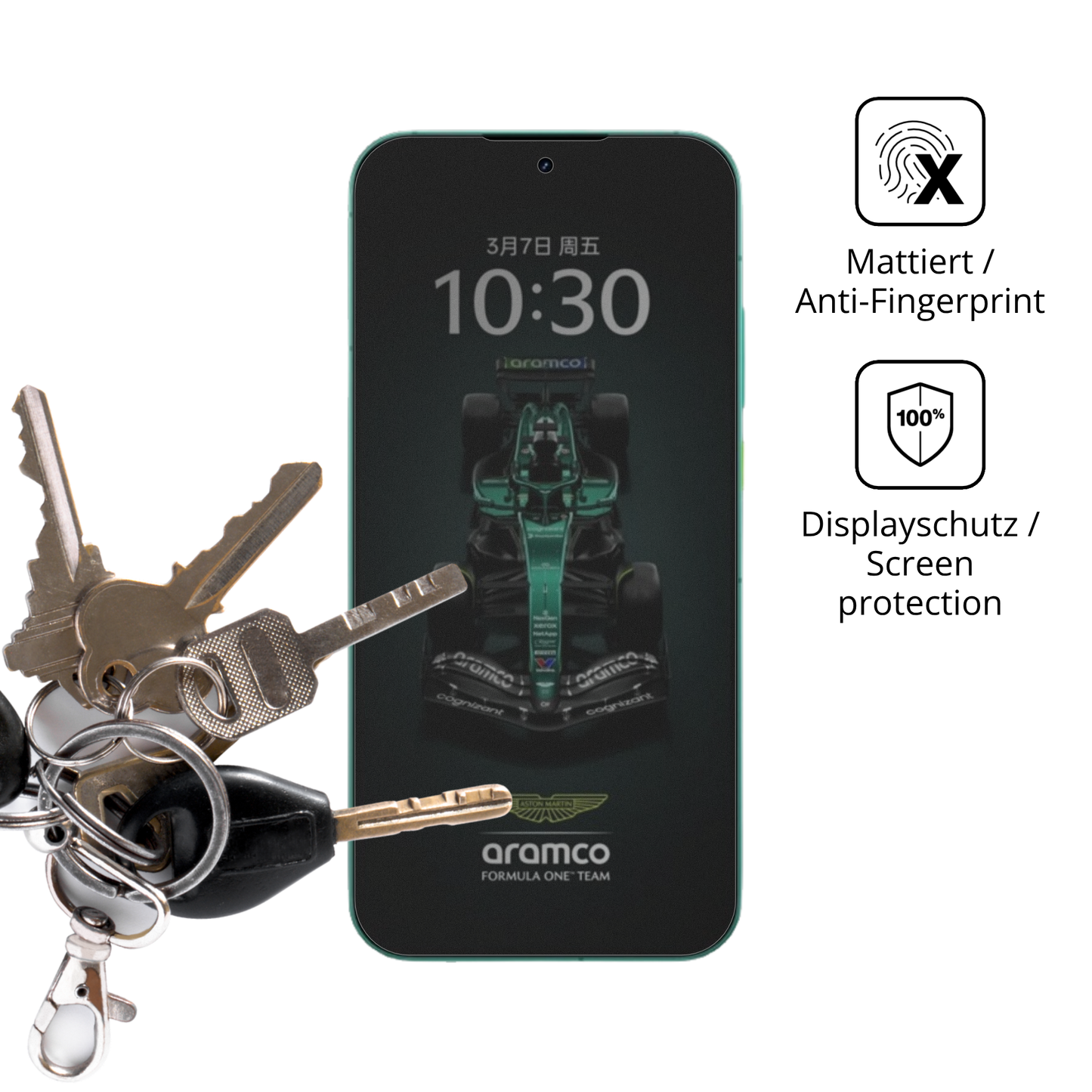 dipos Displayschutz für realmegt8 pro aston martin, mattierte Oberfläche, Blickschutzfilter und perfekter Passform