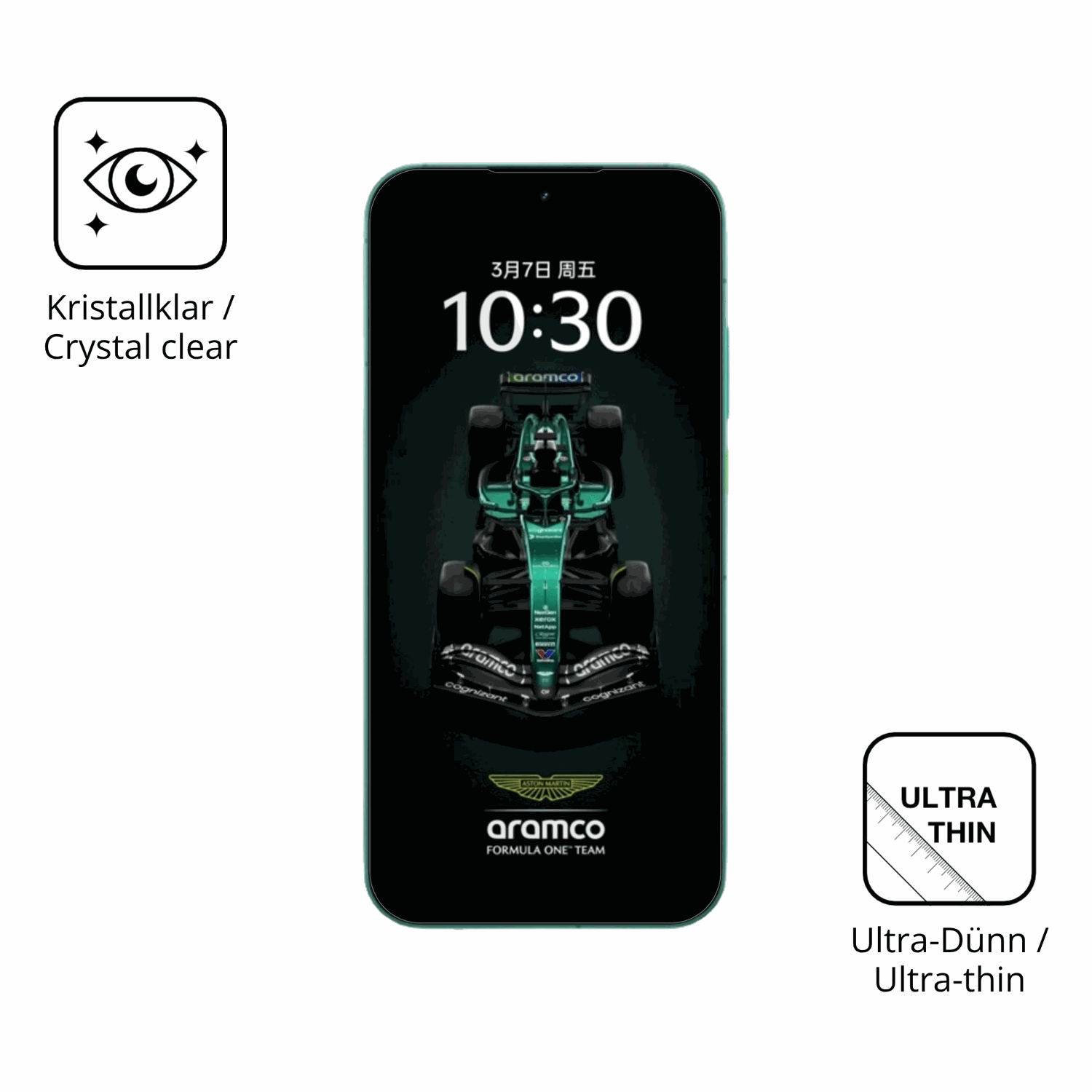 Dünne und klare Folie passend zugeschnitten für realmegt8 pro aston martin