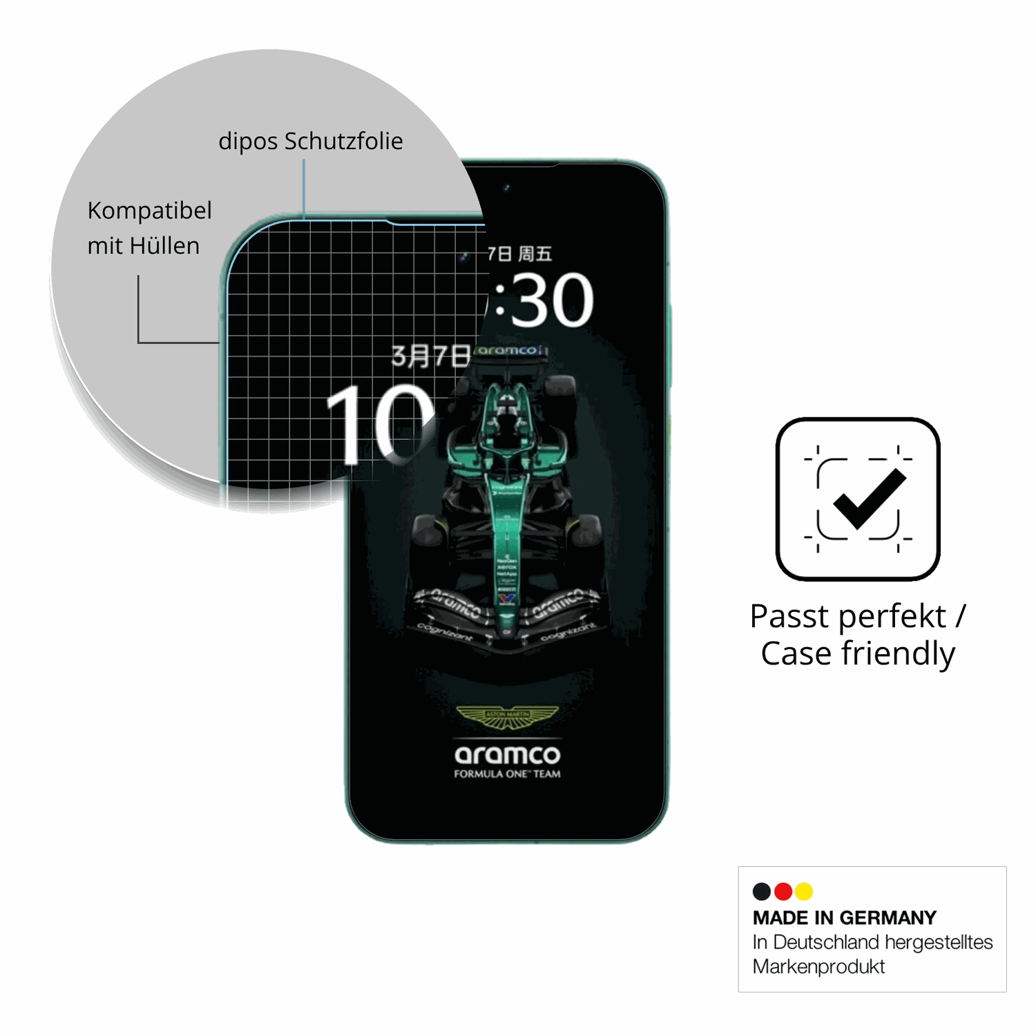 Schutzfolie mit optimaler Passform, zur Verwendung mit Hüllen geeignet