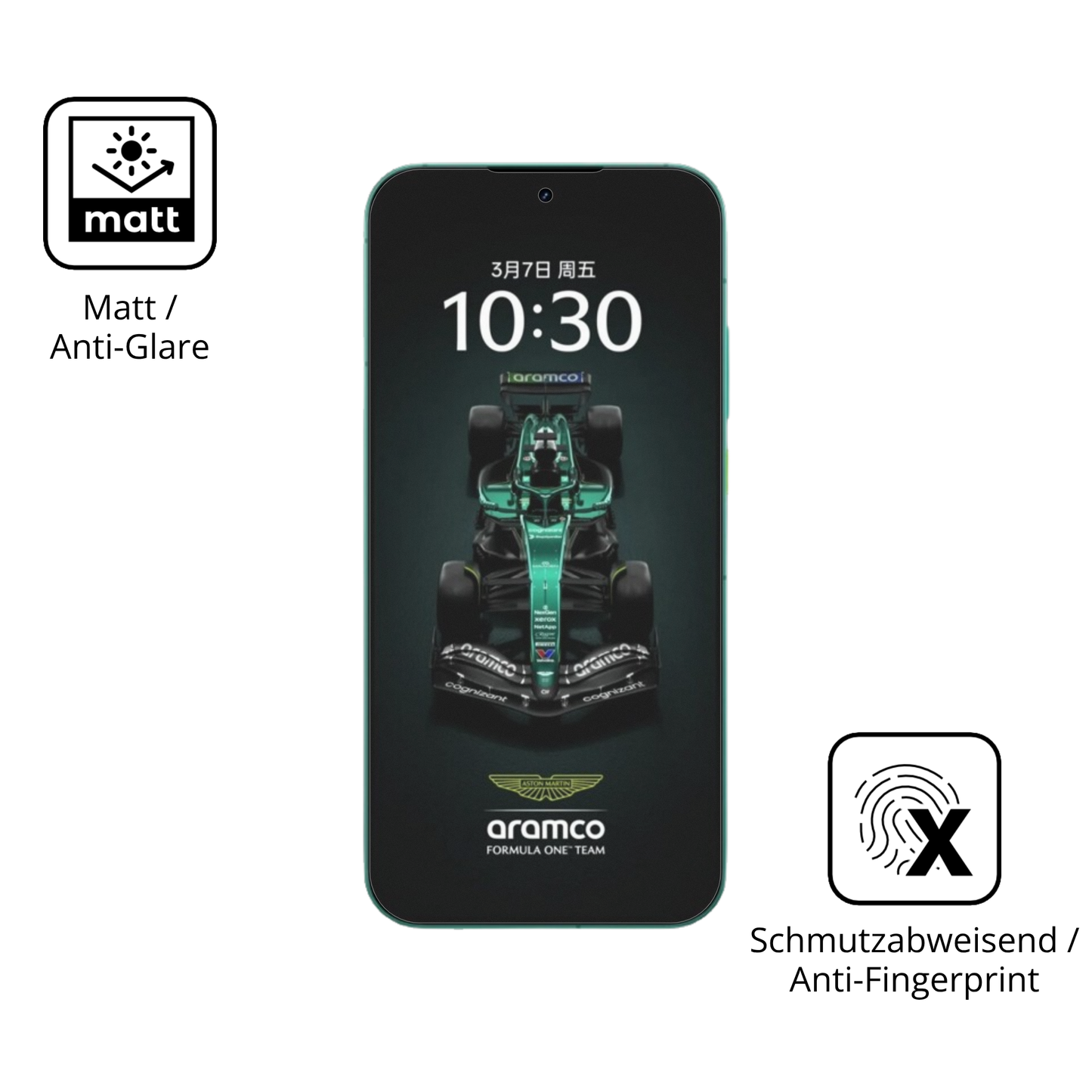 9H Hartbeschichtete, flexible Folie passend zugeschnitten für realmegt8 pro aston martin