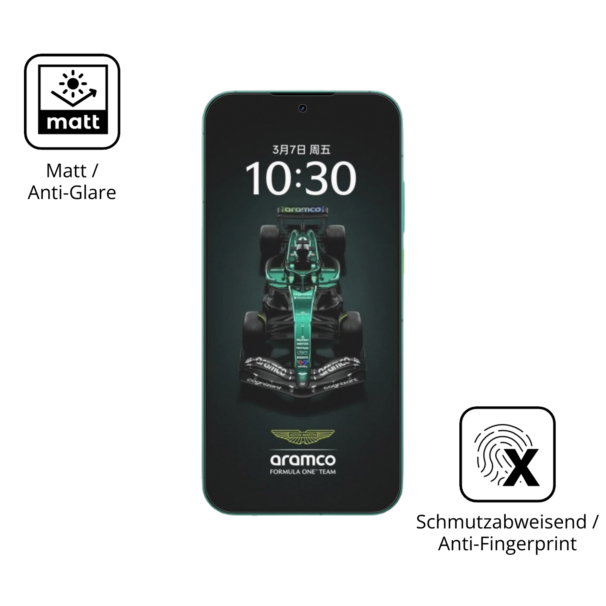 9H Hartbeschichtete, flexible Folie passend zugeschnitten für realmegt8 pro aston martin