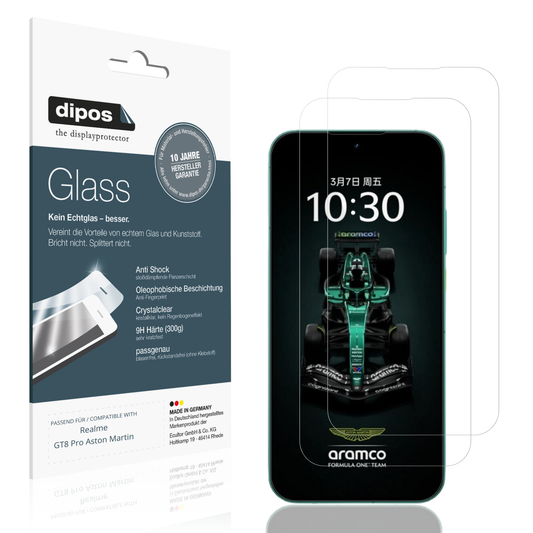 Klare Displayschutzfolie von dipos passend für realmegt8 pro aston martin, 9H kratzfest und blasenfrei montiert
